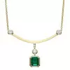 6ct Emerald Cut Emerald Smile Pendant Necklace