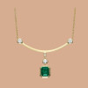6ct Emerald Cut Emerald Smile Pendant Necklace