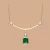 6ct Emerald Cut Emerald Smile Pendant Necklace