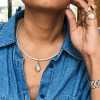 3ct Pear Cut White Sapphire Two Tone Torque Necklace