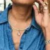 3ct Pear Cut White Sapphire Two Tone Torque Necklace