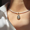 3ct Pear Cut White Sapphire Two Tone Torque Necklace