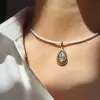 3ct Pear Cut White Sapphire Two Tone Torque Necklace