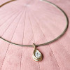 3ct Pear Cut White Sapphire Two Tone Torque Necklace