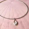 3ct Pear Cut White Sapphire Two Tone Torque Necklace
