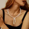 30ctw Pear and Baguette Cut White Sapphire Knot Necklace