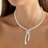 30ctw Pear and Baguette Cut White Sapphire Knot Necklace