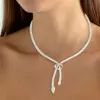 30ctw Pear and Baguette Cut White Sapphire Knot Necklace
