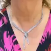 30ctw Pear and Baguette Cut White Sapphire Knot Necklace