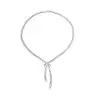 30ctw Pear and Baguette Cut White Sapphire Knot Necklace