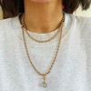 5ct Cuhsion Cut White Sapphire Ball Chain Necklace