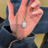 8ct Emerald Cut White Sapphire Ball Chain Necklace