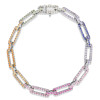 50ctw Multicolor Sapphire Paperclip Link Statement Necklace