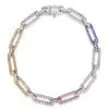 50ctw Multicolor Sapphire Paperclip Link Statement Necklace