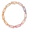 50ctw Multicolor Sapphire Paperclip Link Statement Necklace