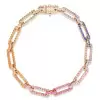 50ctw Multicolor Sapphire Paperclip Link Statement Necklace