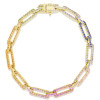 50ctw Multicolor Sapphire Paperclip Link Statement Necklace