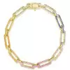 50ctw Multicolor Sapphire Paperclip Link Statement Necklace