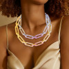 50ctw Multicolor Sapphire Paperclip Link Statement Necklace