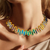 35ctw Princess Cut Multicolor Sapphire Rainbow Necklace