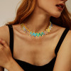 35ctw Princess Cut Multicolor Sapphire Rainbow Necklace