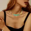 35ctw Princess Cut Multicolor Sapphire Rainbow Necklace