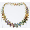 35ctw Princess Cut Multicolor Sapphire Rainbow Necklace