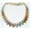 35ctw Princess Cut Multicolor Sapphire Rainbow Necklace