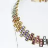 35ctw Princess Cut Multicolor Sapphire Rainbow Necklace