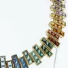 35ctw Princess Cut Multicolor Sapphire Rainbow Necklace
