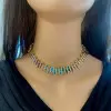 35ctw Princess Cut Multicolor Sapphire Rainbow Necklace