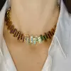 35ctw Princess Cut Multicolor Sapphire Rainbow Necklace