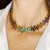 35ctw Princess Cut Multicolor Sapphire Rainbow Necklace