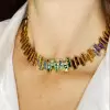 35ctw Princess Cut Multicolor Sapphire Rainbow Necklace