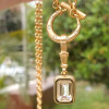 5ct Emerald Cut White Sapphire Crescent Moon Pendant Necklace