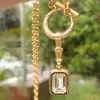 5ct Emerald Cut White Sapphire Crescent Moon Pendant Necklace