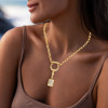 5ct Emerald Cut White Sapphire Crescent Moon Pendant Necklace