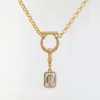5ct Emerald Cut White Sapphire Crescent Moon Pendant Necklace