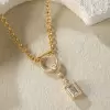 5ct Emerald Cut White Sapphire Crescent Moon Pendant Necklace