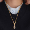 5ct Emerald Cut White Sapphire Crescent Moon Pendant Necklace