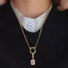 5ct Emerald Cut White Sapphire Crescent Moon Pendant Necklace