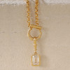 5ct Emerald Cut White Sapphire Crescent Moon Pendant Necklace