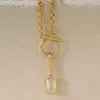5ct Emerald Cut White Sapphire Crescent Moon Pendant Necklace