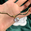 5.8ct Oval Cut White Sapphire Wavy Torque Necklace