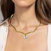 5.8ct Oval Cut White Sapphire Wavy Torque Necklace