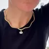5.8ct Oval Cut White Sapphire Wavy Torque Necklace