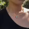 8ct Heart Cut Two Tone Pendant Torque Necklace