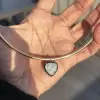 8ct Heart Cut Two Tone Pendant Torque Necklace
