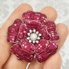 12ctw Invisibly Set Ruby Flower Pendant Necklace