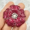 12ctw Invisibly Set Ruby Flower Pendant Necklace
